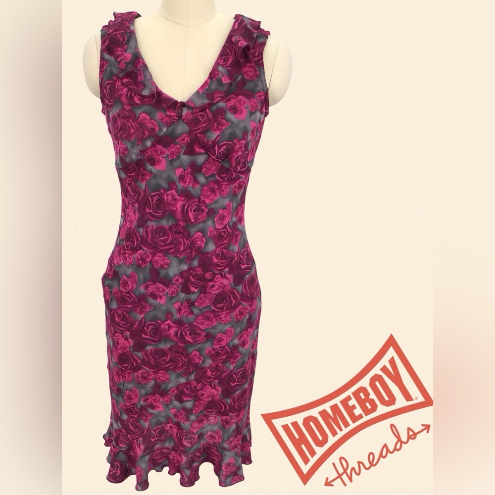 La Belle Fuchsia Rose Midi Dress Size M
